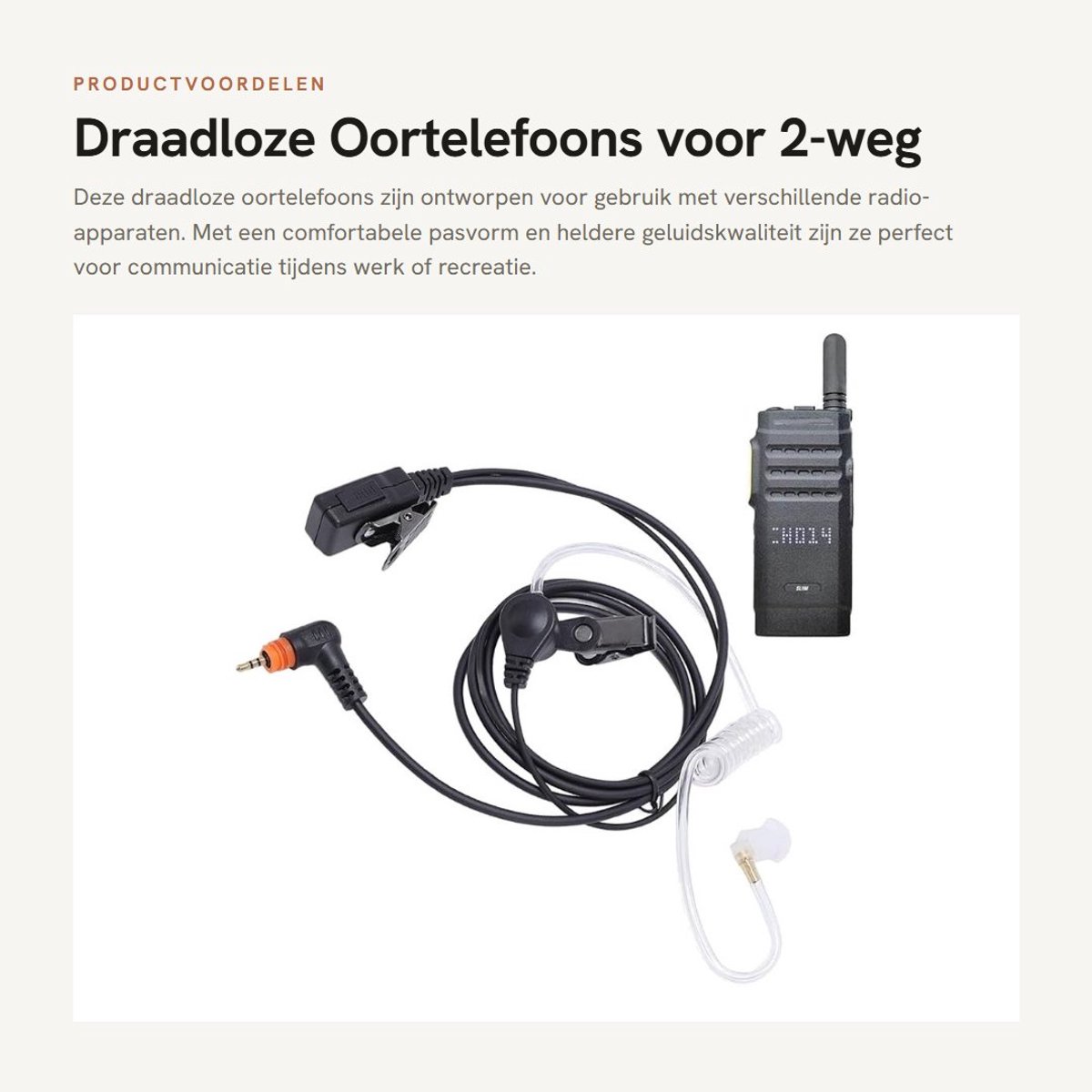 Dailygoods- Radioheadset Draadloos - Oortelefoon met Microfoon - Compatibel met SL1K/SL2K/SL300 - ABS/TPU Materiaal - Zwart - Geschikt voor Radioapparaten