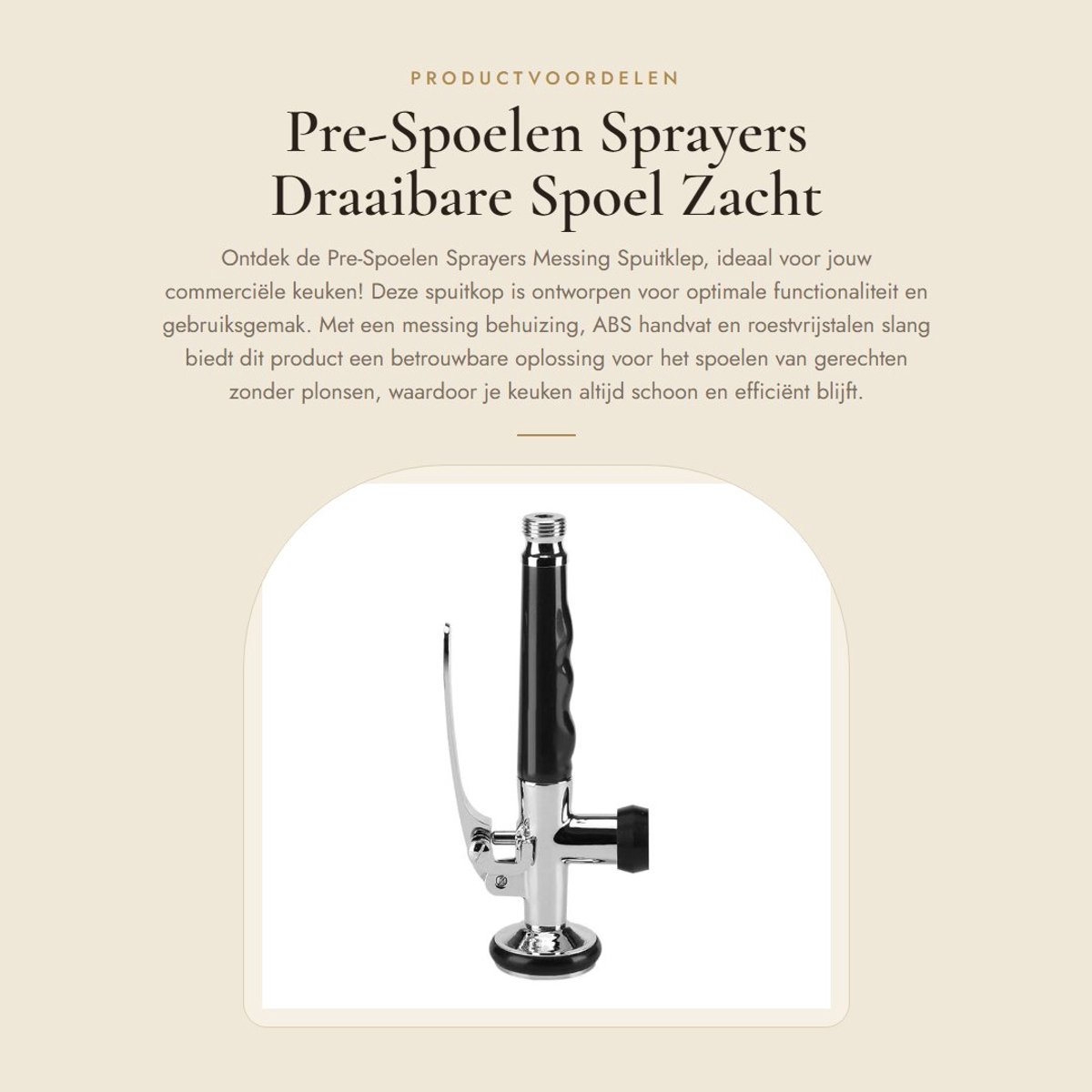 Dailygoods- Spuitklep Messing Behuizing - Draaibare Hoofdtuit - Roestvrij Stalen Slang - ABS Handvat - Praktische Spray Functie - Keukenkranen