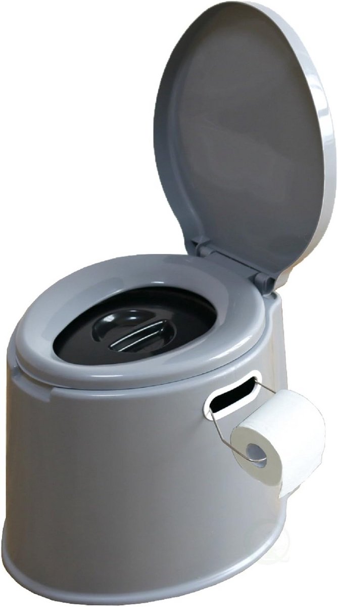 Draagbaar Reistoilet - Kampeertoilet Wandeltoilet - Buitenactiviteiten Kamperen - Geïntegreerde Toiletrolhouder - 14" H x 17" B - Grijs