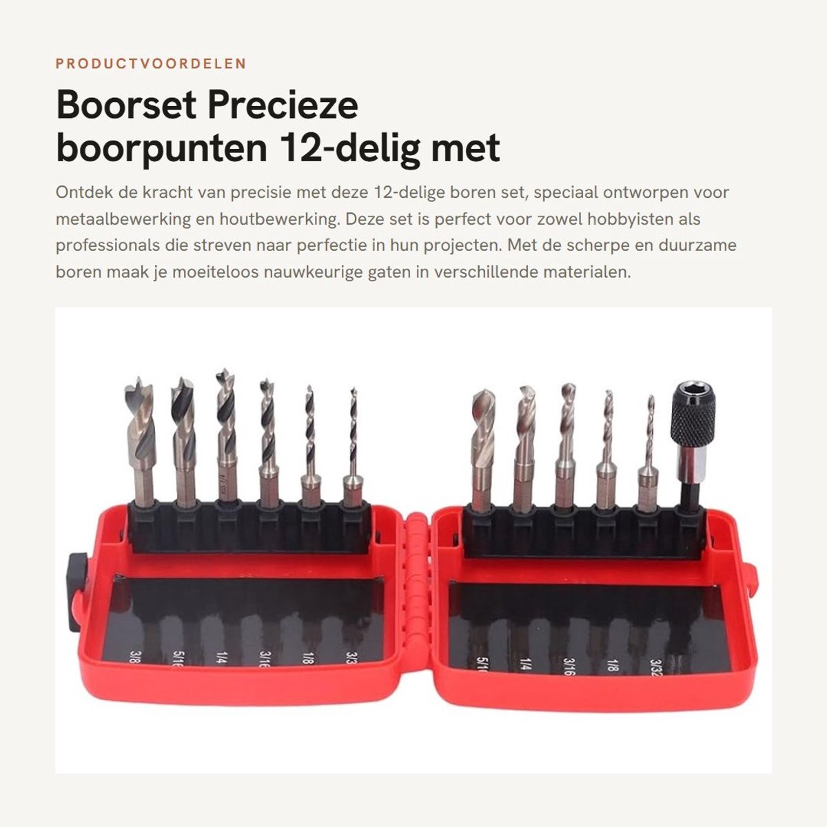 Dailygoods - Boorset - Precieze boorpunten - 12-delig met staaf voor metaal en houtbewerking - Houtbewerking - Booraccessoires - Geschikt voor metaal...