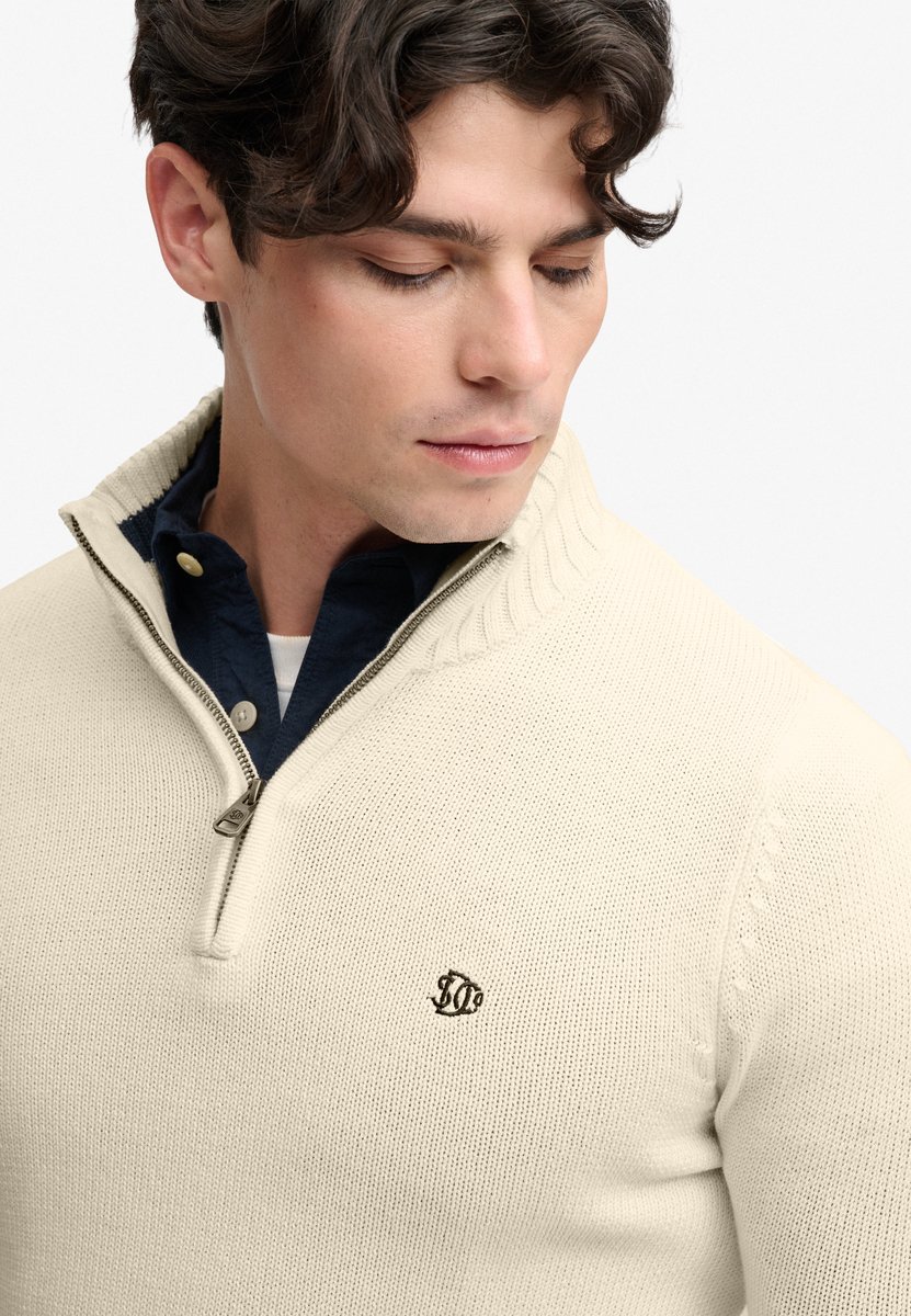 Superdry Trui Cotton Half Zip Knit M6110764a 22c Mannen Beige