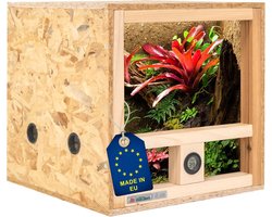 Houten Terrarium - Reptielen Verblijf - Dieren Huisvesten - Ingebouwde Hygrometer - 40x40x40 cm - Houtkleur