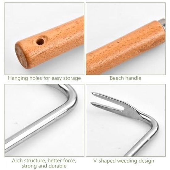 Allecto - Onkruidsteker - Professioneel onkruidverwijderingsgereedschap - Houten handvat - Multifunctioneel tuingereedschap - Wortelverwijderaar - .. van Merkloos	 — afbeelding 4