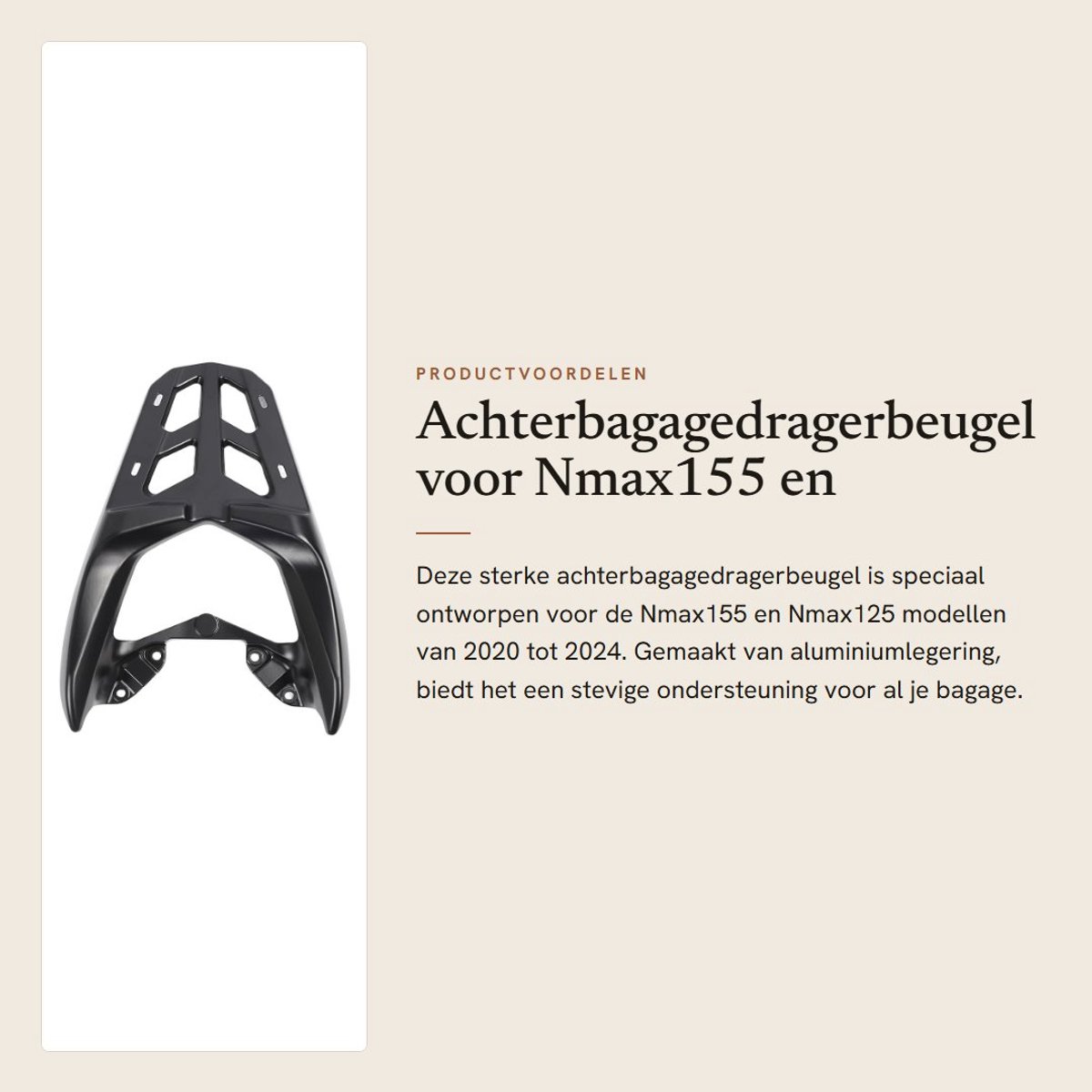 Dailygoods- Achterbagagerek Sterke Ondersteuning - Aluminiumlegering - Compatibel met Nmax155/Nmax125 - Voor Motorrijders - Perfecte Pasvorm - Hoogwaardige Kwaliteit - Bagagedrager