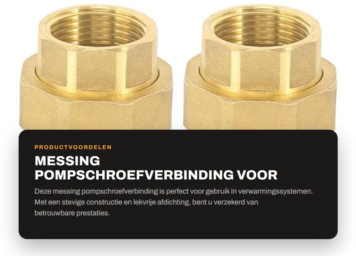 Dailygoods - Messing Pompschroefverbinding voor Verwarmingssystemen