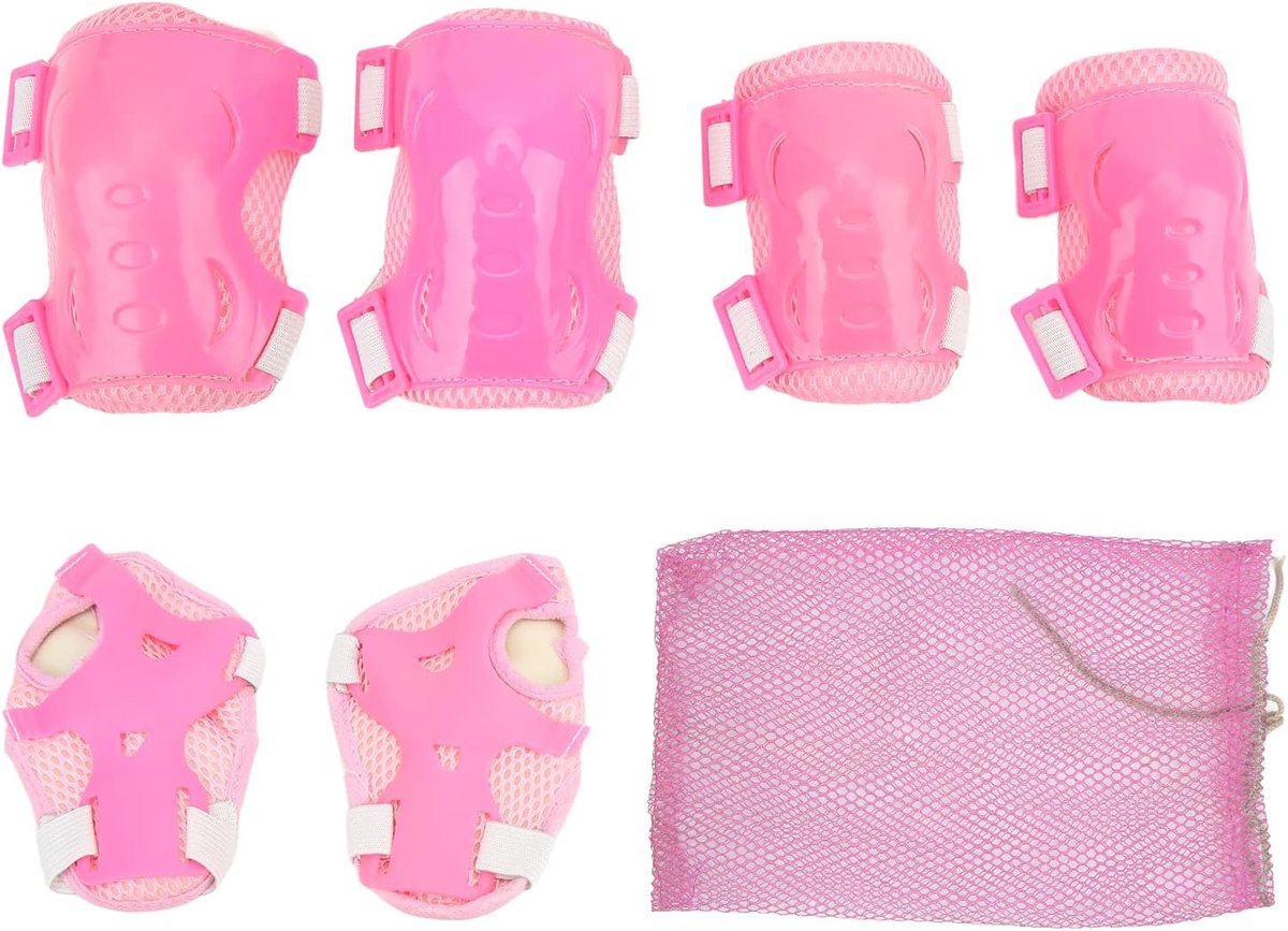 Kinderen Beschermingsset - Knie Elleboog Pols - Buitensporten - Geventileerde Stoffen - Gratis Maat - Roze