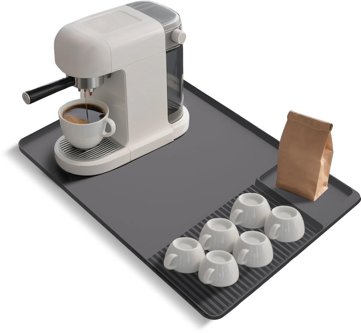 Dailygoods- Koffiemat 61 x 41 cm - Siliconen - Opvouwbaar - Afvoerbaar - Koffiezetapparaat Accessoires - Verhoogde Randen - Koffiebar