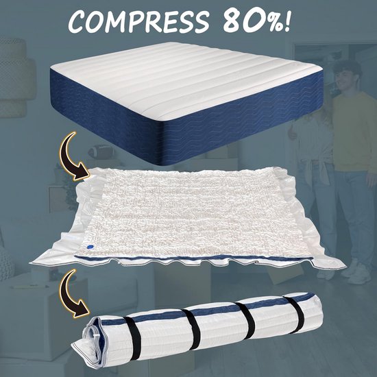 Vacuüm matraszak - Opbergzak - Matras opbergen - 80% ruimtebesparing - Twin/Twin XL - Wit — afbeelding 3