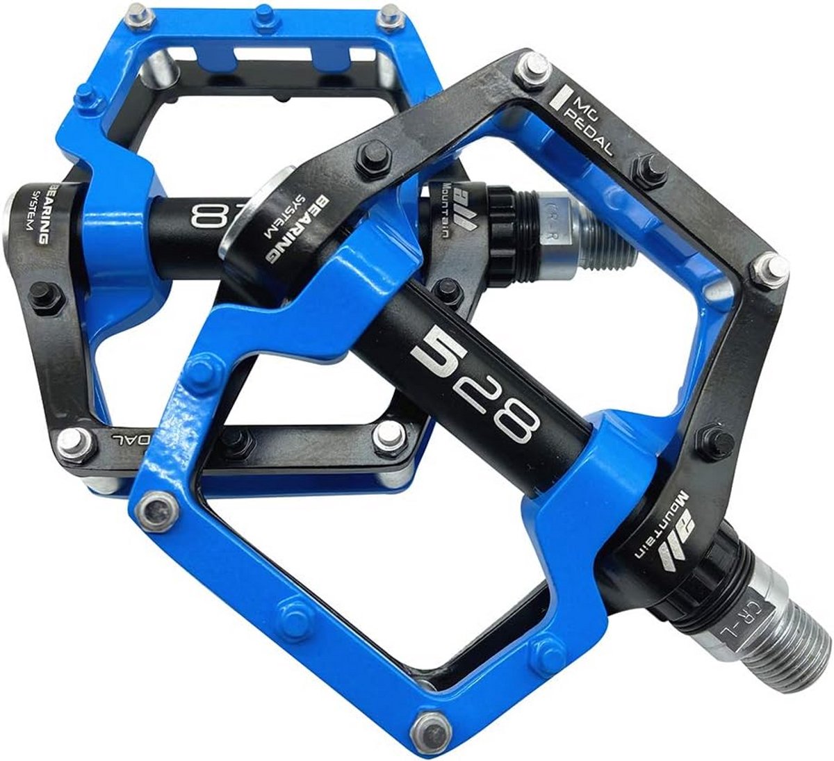 Fiets Pedalen - Aluminium Pedalen - Veilig Fietsen - Anti-slip Grip - 101x91 mm - Zwart Blauw
