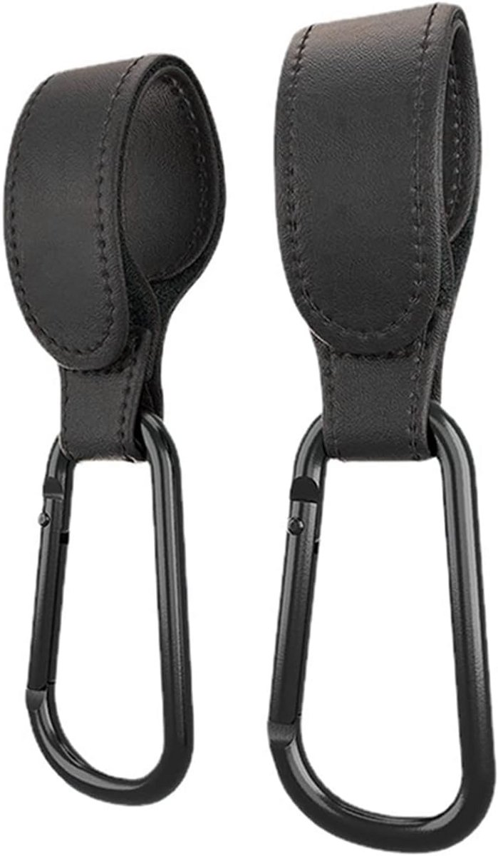Kinderwagen Haken - Universele Bevestiging - Handen Vrij Houden - Verstelbare Klittenband - 2 stuks - Zwart