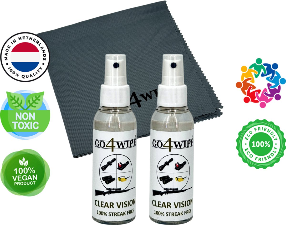Voordeelset! Go4Wipe 100ml Clear Vision - Professioneel reiniger voor brillen, lenzen en optics