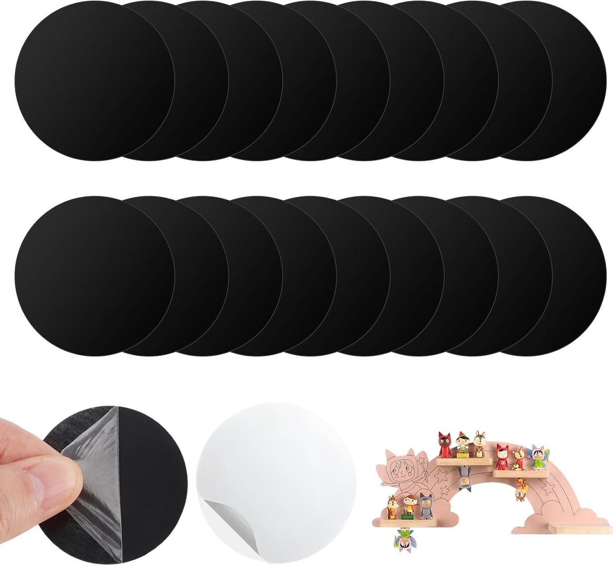 Set van 25 zelfklevende metalen schijven, rond, 40 mm, ultra-dun, ideaal voor magnetische accessoires en knutselprojecten