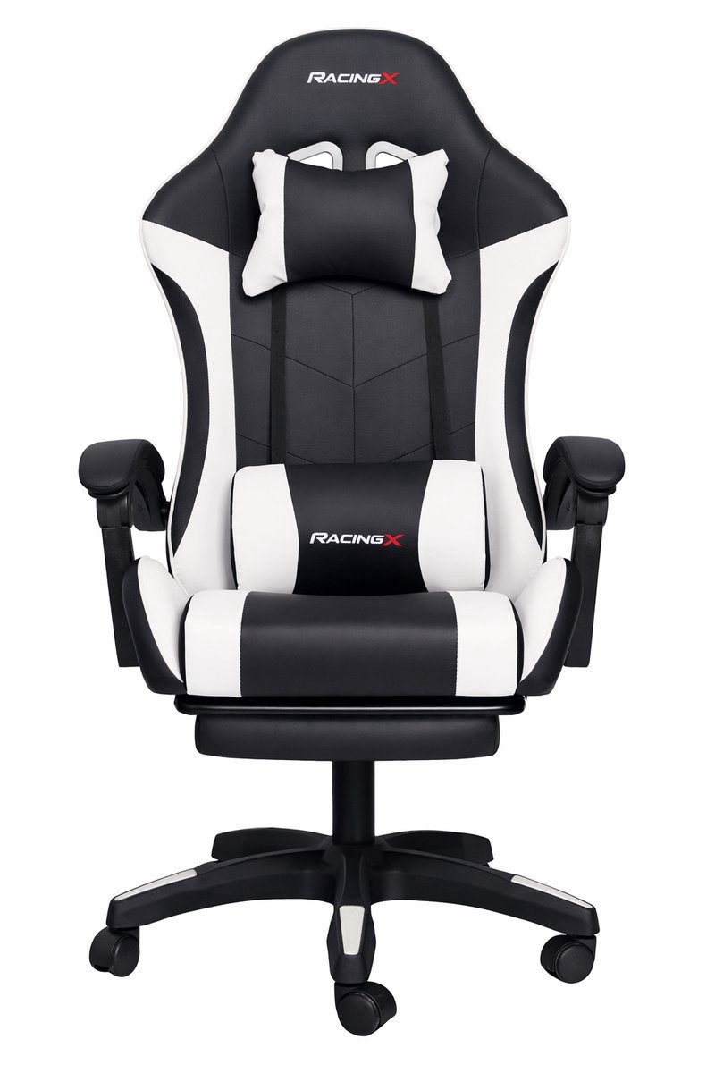 Gamestoelenland RACINGX Gamingstoel Ergonomisch met Voetsteun Zwart/Wit - afbeelding 3