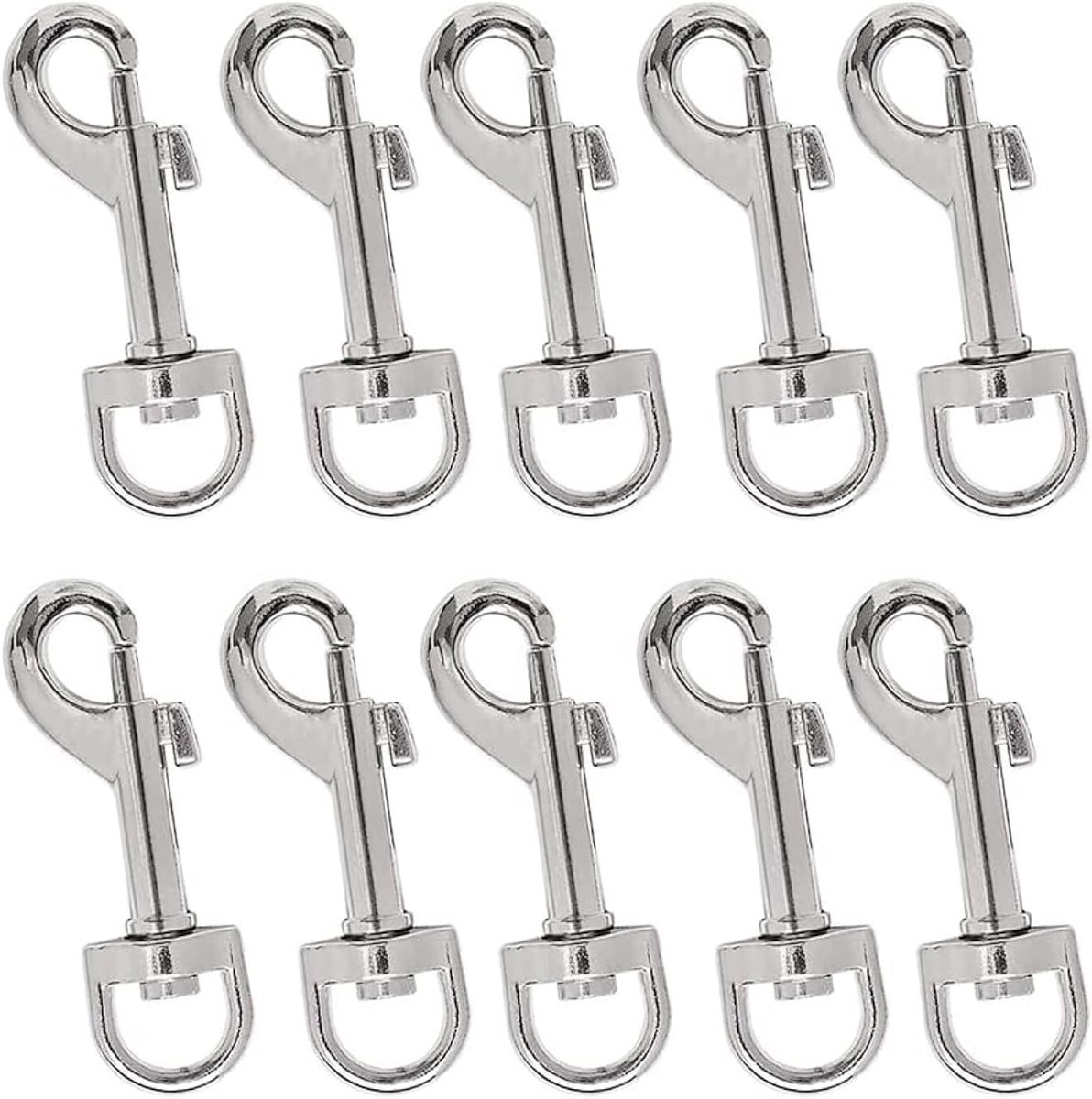 Praktische set van 10 karabiners van 51 mm met draaibare verbinding, schaar- en sleutelhanger - perfect voor sleutels, hondenhalsbanden en outdoor activiteiten