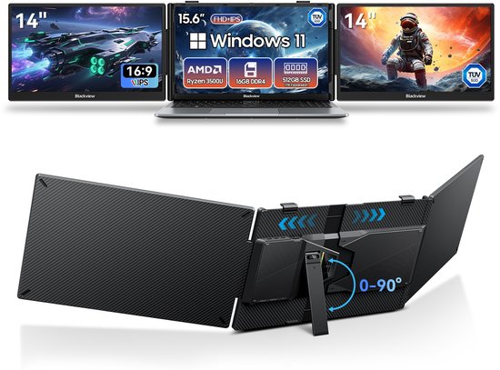 Blackview AceBook 6 - Laptop 15,6" Full HD, AMD Ryzen 5 3500U, 16GB RAM, 512GB SSD, Windows 11, UHD Graphics + DCM5 Draagbare Monitor 14" FHD, Extra Laptopscherm 13-17,3", Ultradun Opvouwbaar, 100W PD, USB-C, Plug & Play, Grijs - Blackview - Hoofdafbeelding