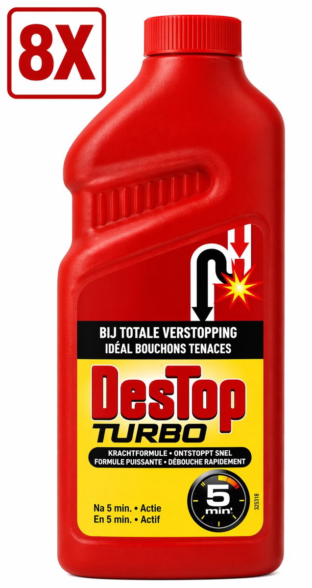 8 x DesTop Ontstopper Turbo - 500 ml