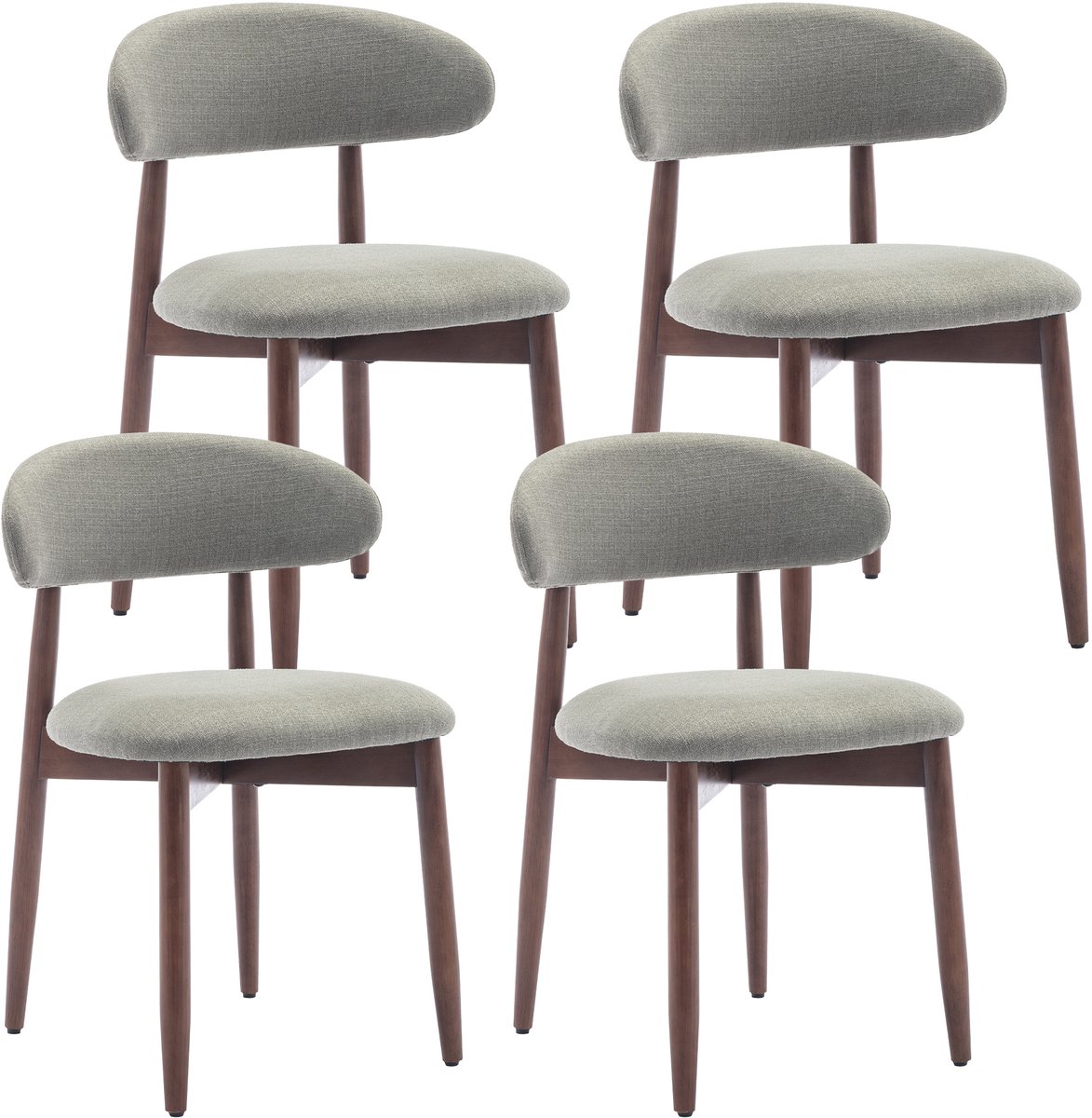 COLAMY Houten eetkamerstoelen - set van 4 - Moderne met stof beklede keukenstoelen - Boerderij eetkamerstoel- groen