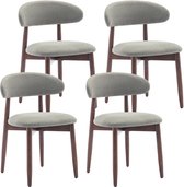 COLAMY Houten eetkamerstoelen - set van 4 - Moderne met stof beklede keukenstoelen - Boerderij eetkamerstoel- groen