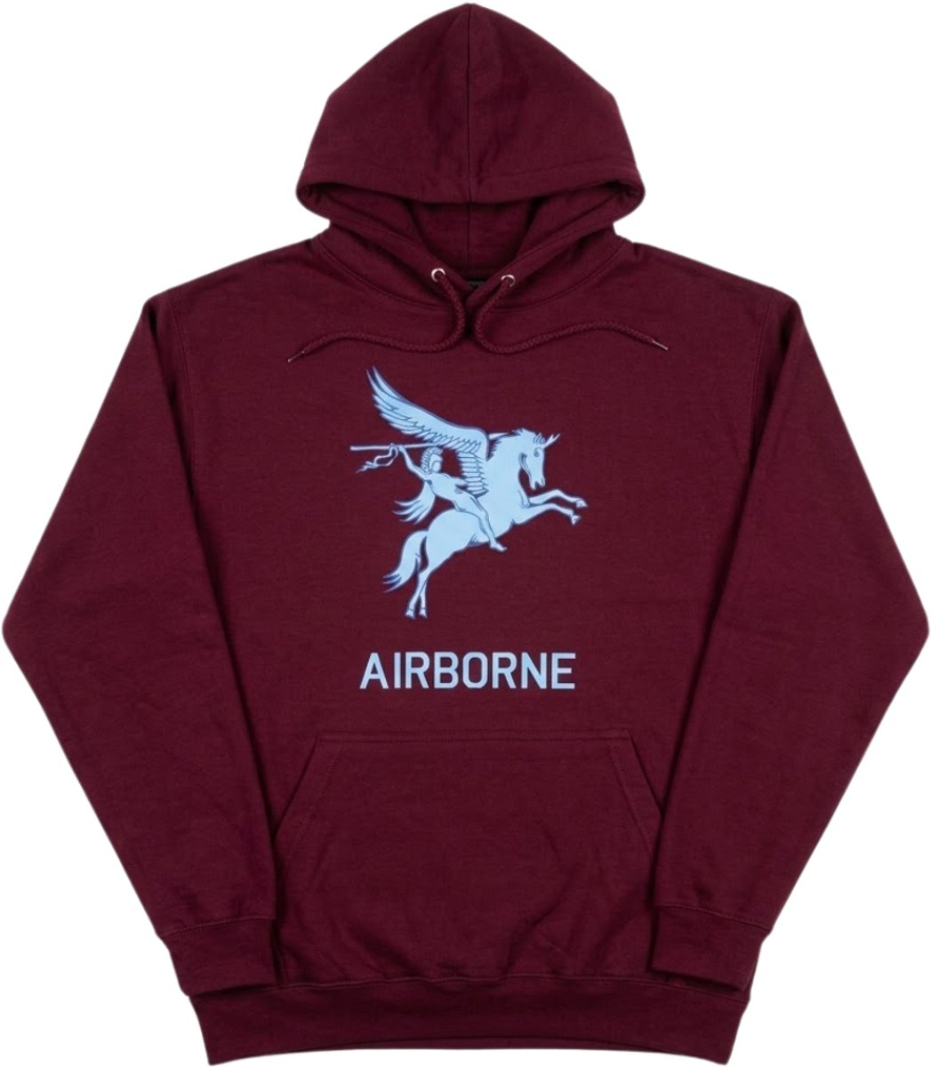 Airborne - Hoodie Maroon Rood Met Pegasus - Airborne Trui - Volwassenen - Maat 4XL