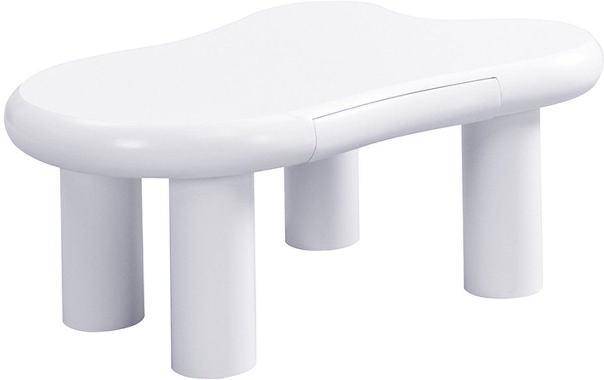 YYchan Salontafel - Moderne Wolk Tafel met Opberglade - Inclusief LED Verlichting - Minimalistisch Design - 98 cm - Wit