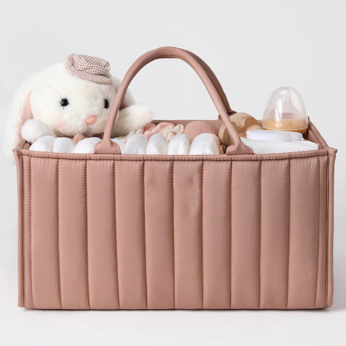 Luierorganizer - Stijlvolle opbergmand voor benodigdheden voor pasgeborenen en een luierstation - Cadeau voor een babyshower en een must-have voor de geboortelijst -Roze