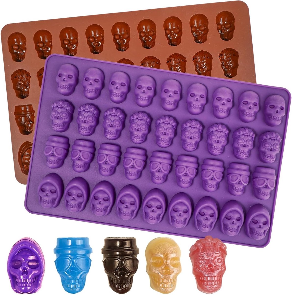 Siliconen Gummy Mallen voor Halloween Chocolade, Snoep en Hondensnacks - Set van 2 Stuks