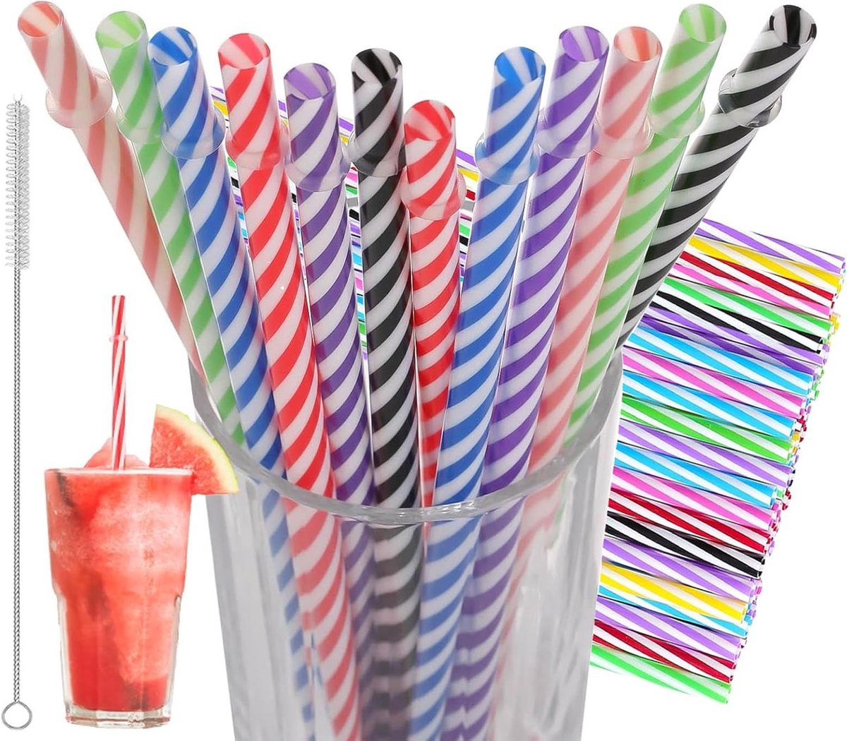 Herbruikbare Plastic Rietjes, 50 Stuks Drinkrietjes met Schoonmaakborstel, Vaatwasserbestendige Kleurrijke Rietjes voor Thuis, Bars, Cafés en Feestjes