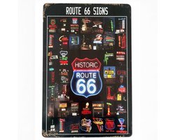 Wandbord – Route 66 signs - Verkeersborden - Retro - Wanddecoratie – Reclame bord – Restaurant – Kroeg - Bar – Cafe - Horeca – Metal Sign – 20x30cm