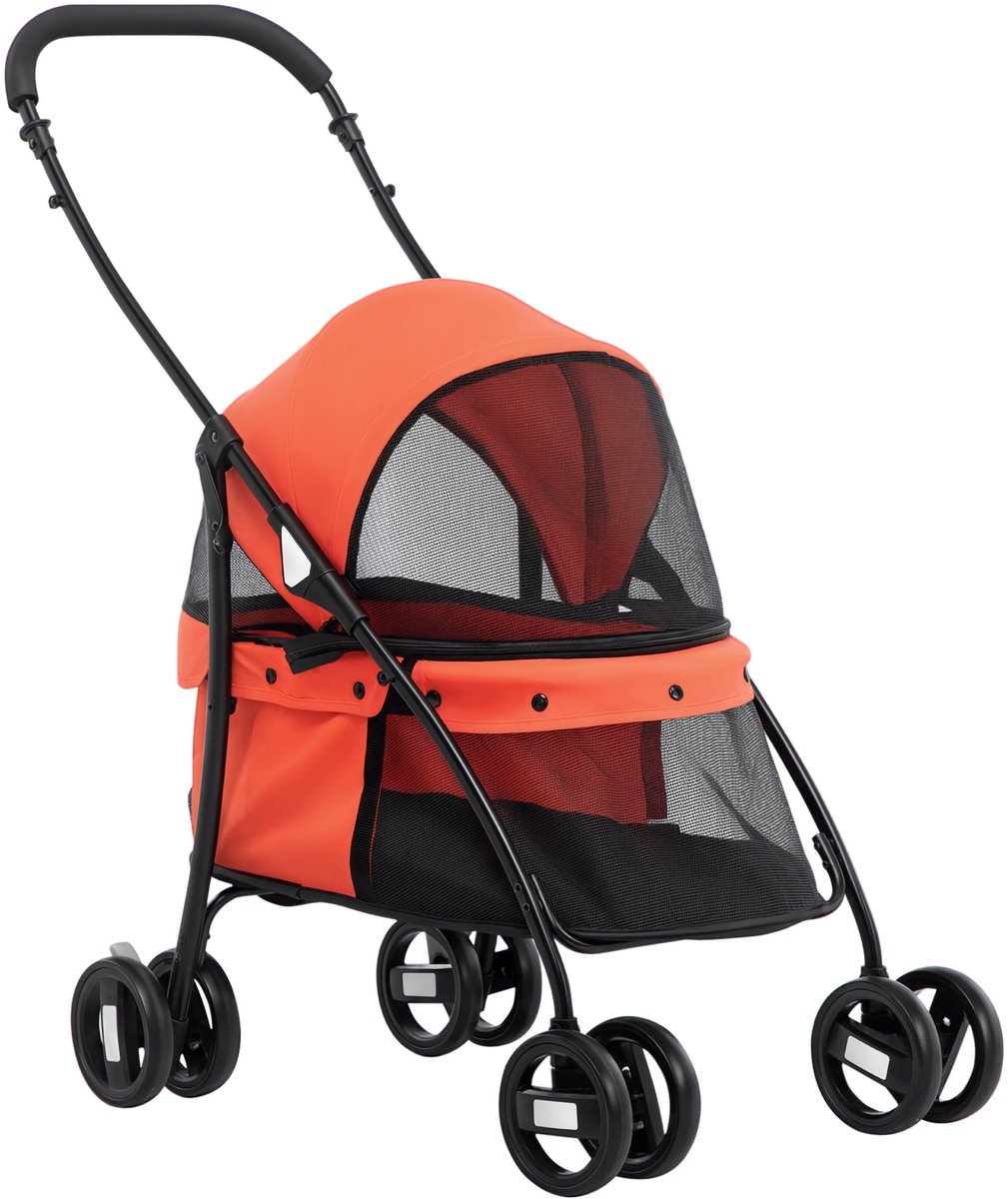 Hondenbuggy Inklapbaar - Pet stroller - Huisdieren wandelwagen - Met luifel – Rood