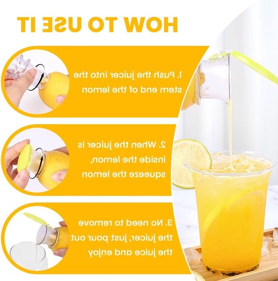 Handmatige citroenpers, set van 2 plastic citroenpersen met deksel, draagbare handmatige citruspers, eenvoudig schoon te maken, geschikt voor bars en thuiskeukens, kan worden gebruikt voor het bereiden van cocktails, thee, salades en zeevruchten. — afbeelding 3