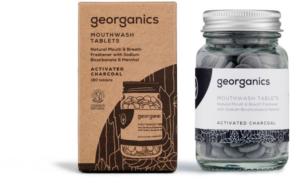 Georganics Mouthwash tablets activated charcoal 180 Tabletten