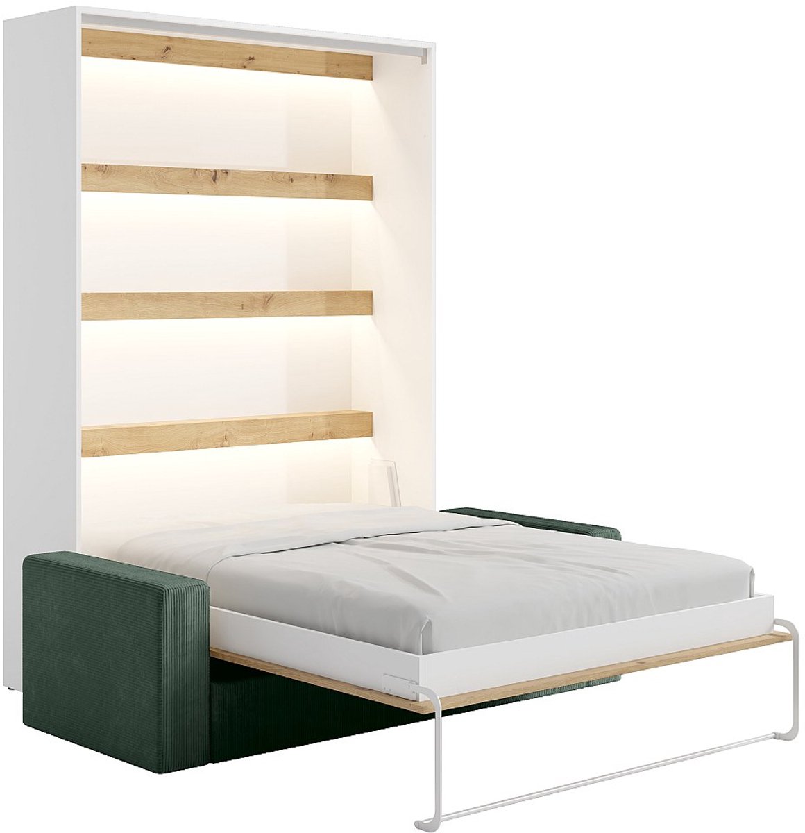 Vente-unique Bedkast hout natuurlijk licht, wit 160 x 200 cm