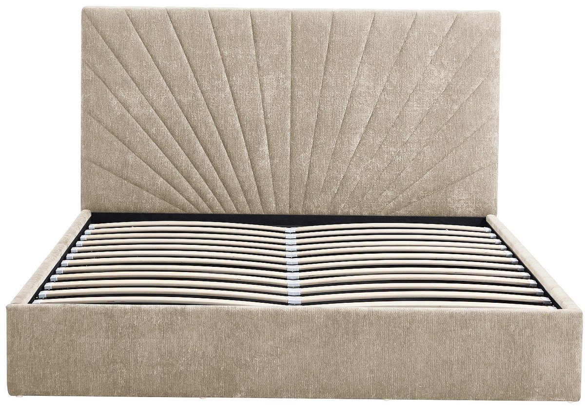 Vente-unique Bed met opbergruimte stof beige 160 x 200 cm