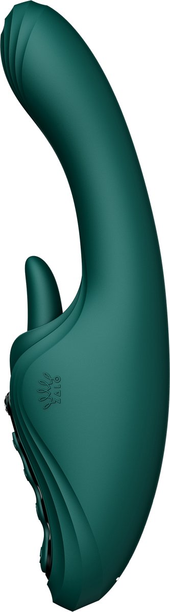 Zalo - Ares - Likkende G-Spot Rabbit Vibrator - Verwarmend - App Control - Smaragd Groen