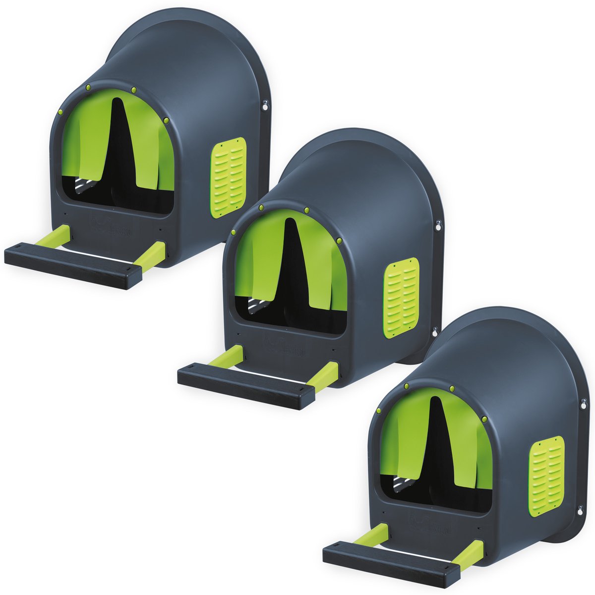 MyHens x Olba legnesten voor kippen in antraciet/limoengroen-3 STUKS-MyCozynest-legnest voor maximaal 5 kippen voor wandmontage-kippennest-pluimveennest