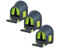 MyHens x Olba legnesten voor kippen in antraciet/limoengroen-3 STUKS-MyCozynest-legnest voor maximaal 5 kippen voor wandmontage-kippennest-pluimveennest