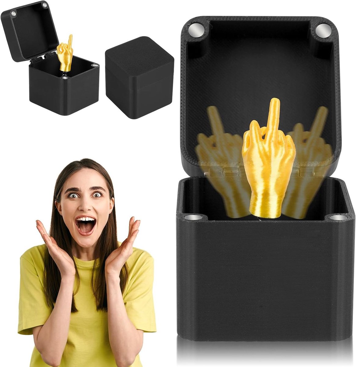 1 x middelvinger in een doos, verrassingscadeau met middelvinger, innovatieve cadeaubox voor humoristische momenten, origineel cadeau voor vrienden en familie
