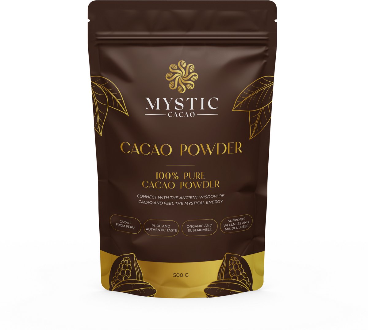 Cacao POEDER Biologisch (Mystic Cacao) 500 gram, 100% Pure Cacao uit Peru - Theobroma cacao