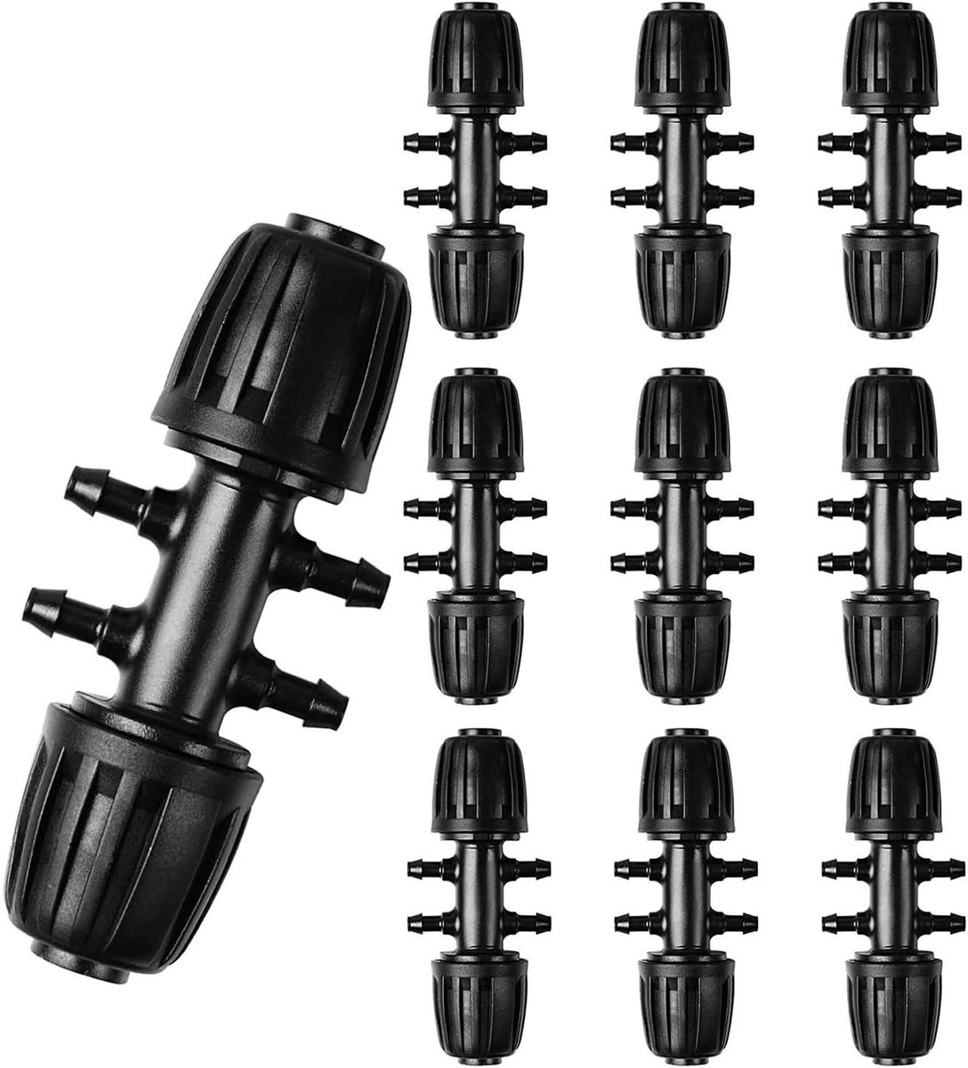 10 Stuks Barbed Wire Tee Connectors voor Druppelirrigatie 1/2" naar 1/4" - Premium Fittingen voor Tuin, Boerderij en Buitenruimte