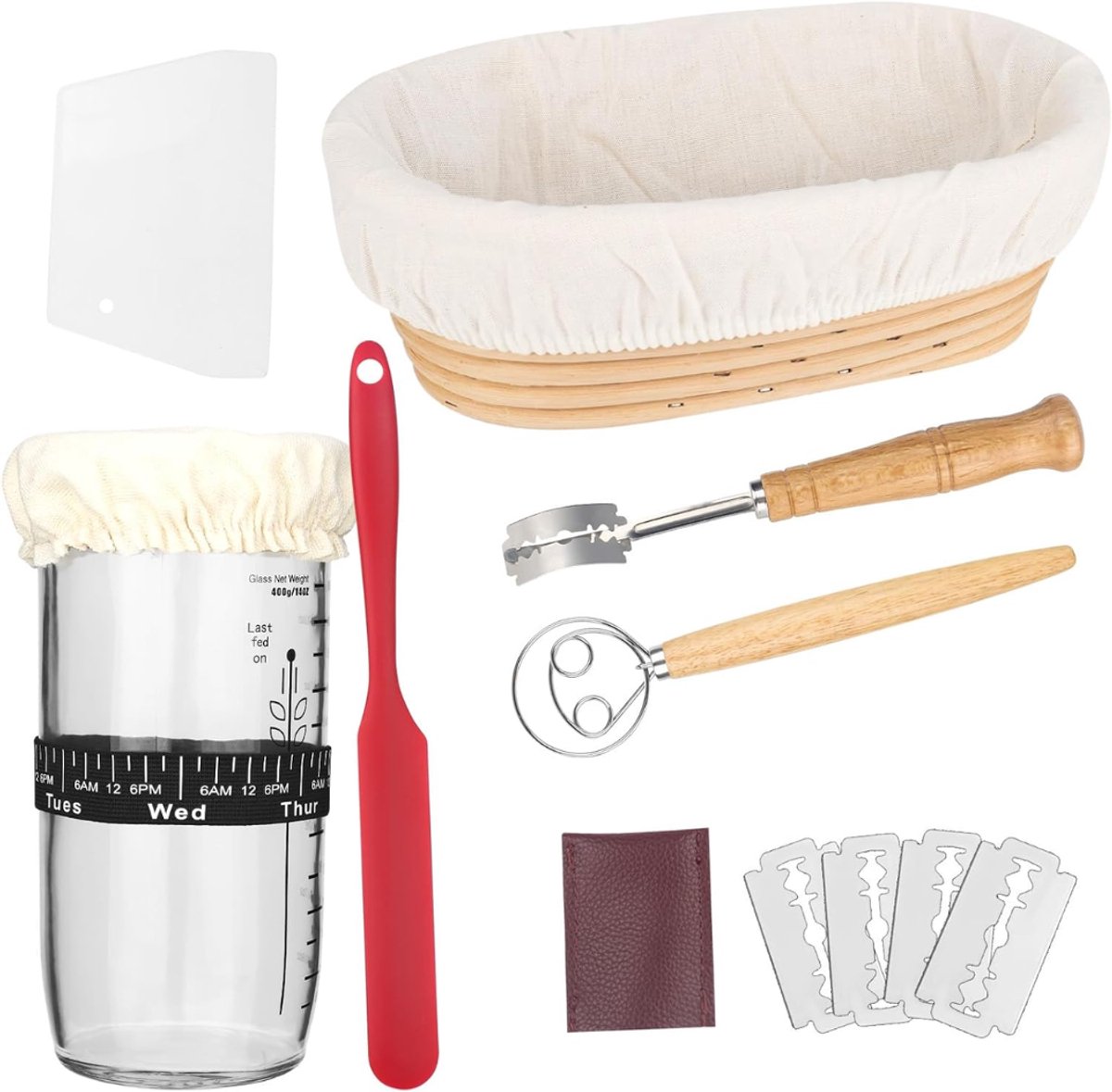 HEZIVO® Zuurdesem Starter Set - Zelf Brood Bakken - Rijsmand - Beginners en Gevorderden