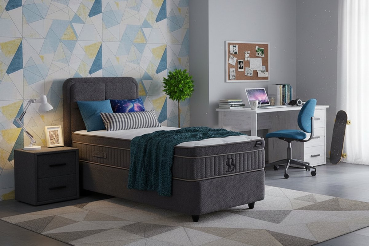 BSS Bedding Leobedd - Boxspring - Boxspring voor Volwassenen en Kinderen - 90x200 Grijs