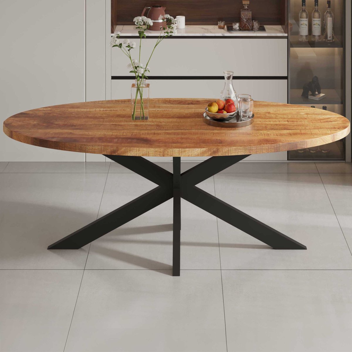 Rousseau Tafel 'Alexa' 200 cm Ovaal Mango Hout Bruin