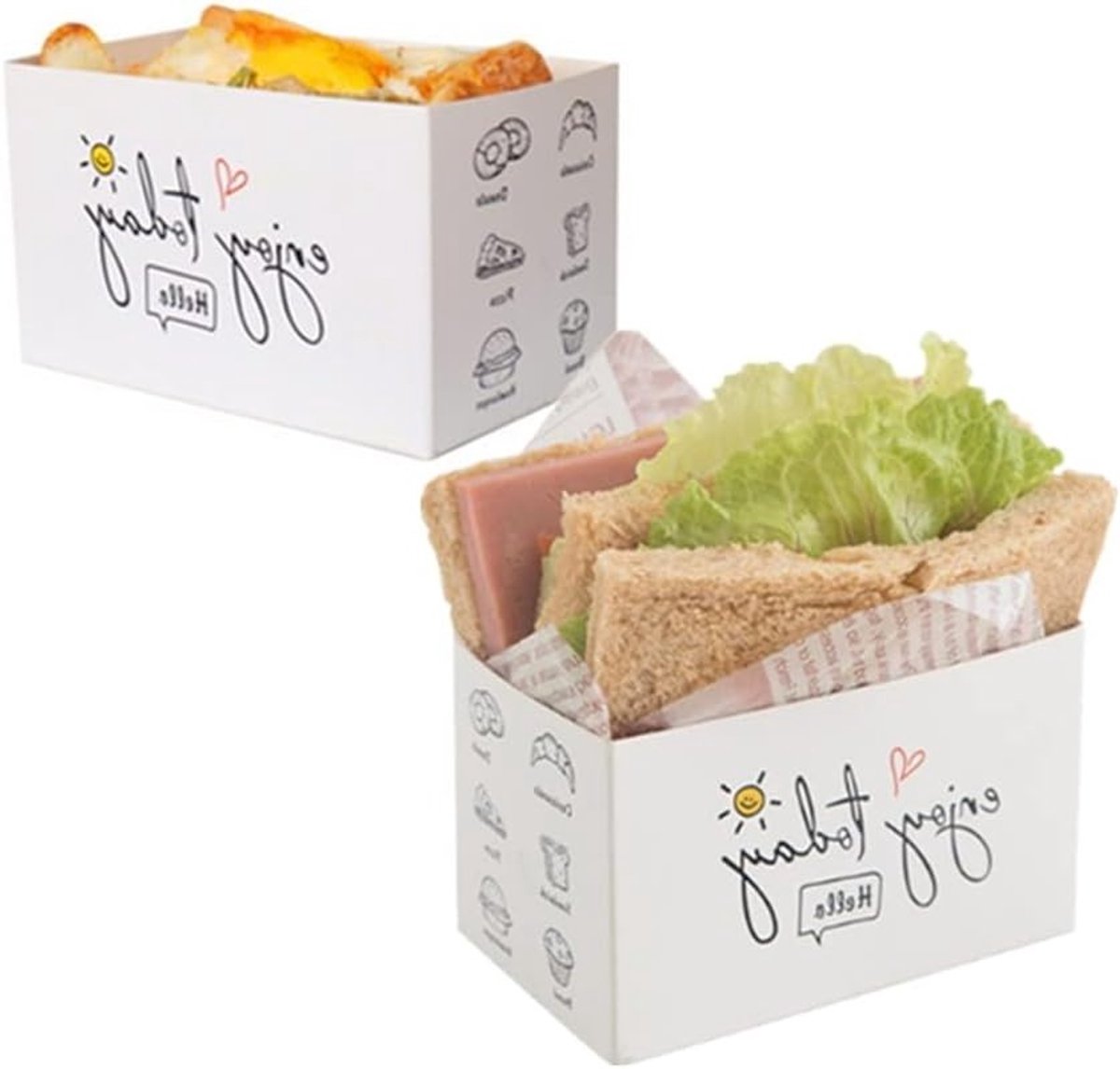 50 Stuks Papieren Takeaway Dozen, Mini Burgerdozen, Toast en Sandwich Verpakkingen voor Afhaalmaaltijden