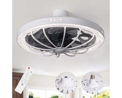 13 Inch Fitting Plafondventilator met Afstandsbediening - Dimbaar LED Licht - 3 Kleurtemperaturen 3000K-6500K - 3 Snelheden - Wit - Geschikt voor Slaapkamer, Keuken en Woonkamer