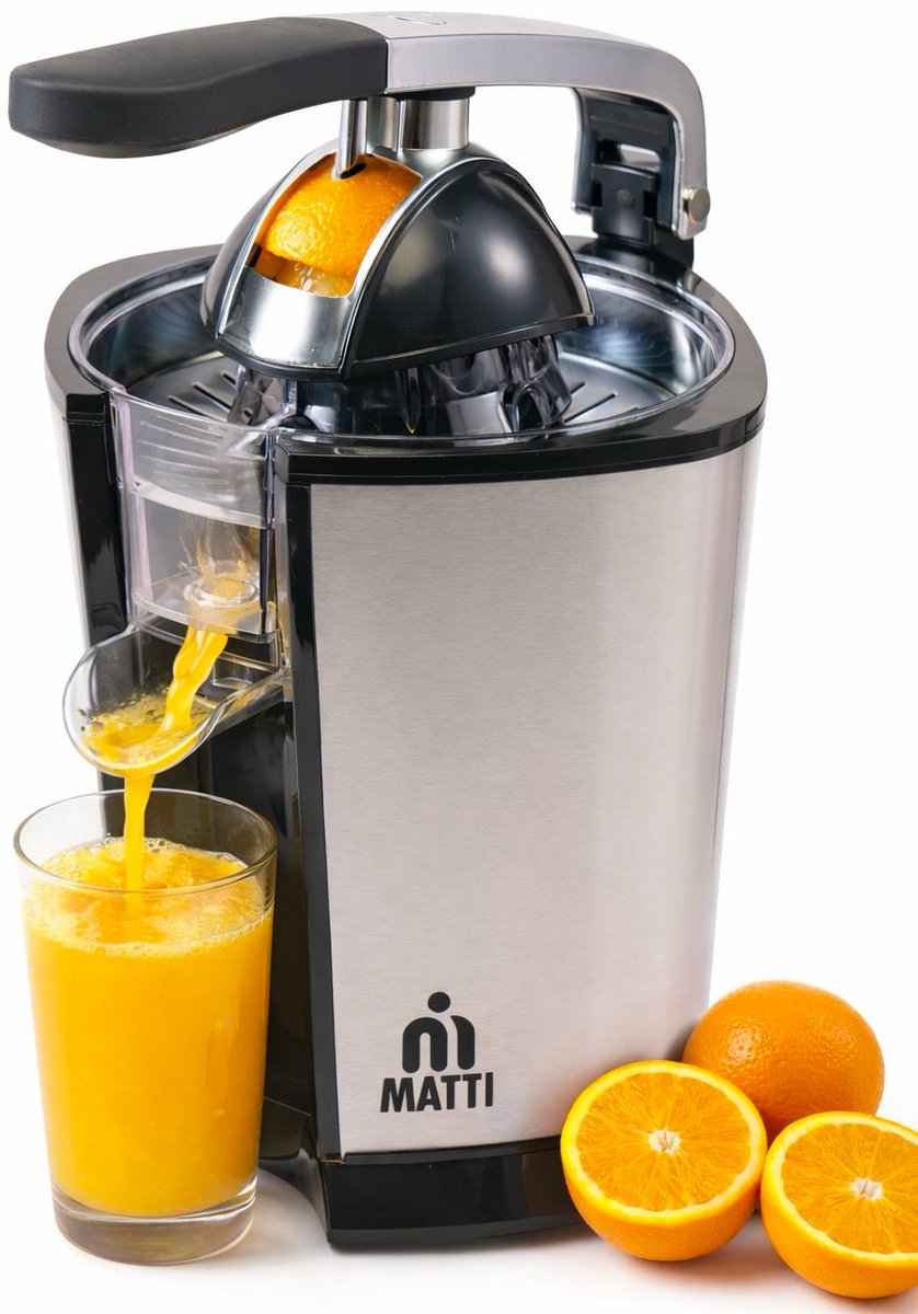 MATTI® - Citruspers Electrisch - Citruspers - Citroenpers - Sinaasappelpers - 160W, RVS, Pershendel - 18.000RPM