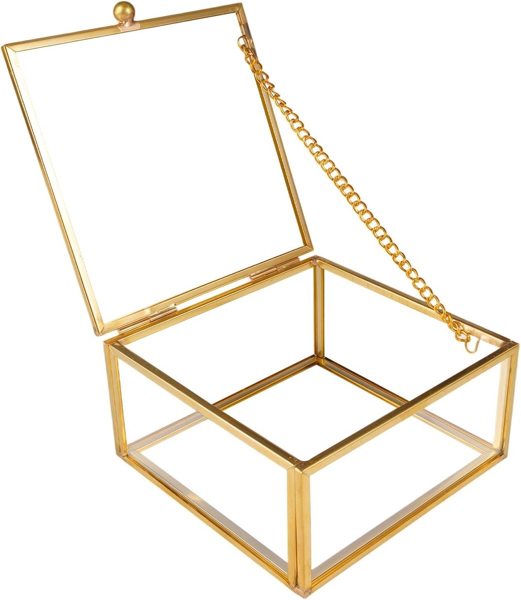 Elegante glazen sieradenbox met deksel, vintage ontwerp, perfect voor oorbellen, ringen en cadeaus voor Moederdag en bruiloften