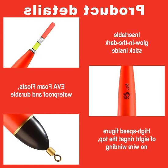 Vissersset met 5 stuks, Plastic dobbers, Vissersaccessoires voor snoek, baars en karper - Compleet dobberset voor elke visser — afbeelding 2