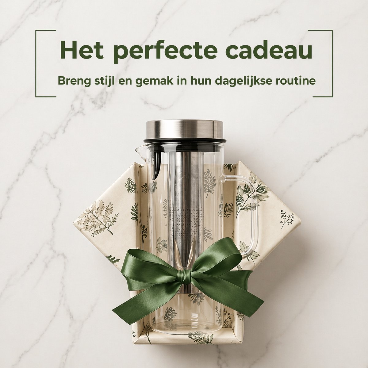 Aterra Waterkan Glas 1,5L met RVS Infuser (Karaf) - Borosilicaatglas - Hittebestendig - Losse Thee, Cold Brew & Fruitwater - BPA-vrij - Druppelvrij - Vaatwasmachinebestendig - Past in Koelkast — afbeelding 6