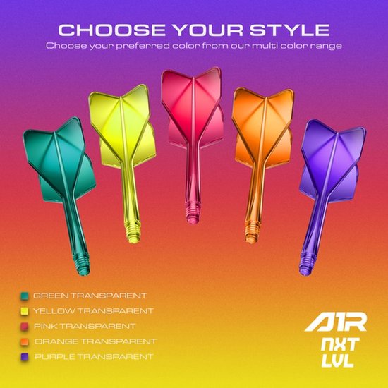 GOAT Air Neon Purple NO6 - Multipack - Dart Flights & Shafts - 3 Sets - Medium, Inbetween & Short van Merkloos — afbeelding 3