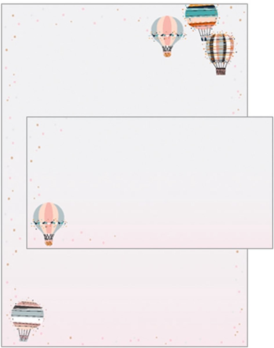 Briefpapier A4 Luchtballon 12 stuks inclusief 6 enveloppen